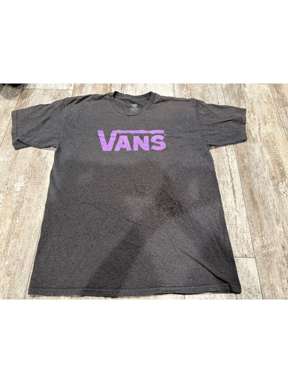 Vans Gray Purple Logo Graphic T Shirt Streetwear Large